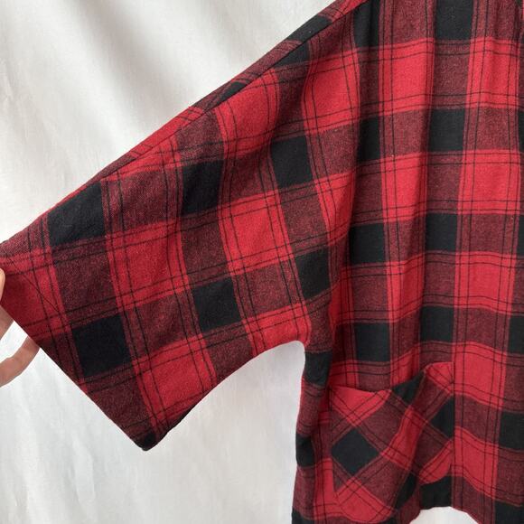 Coldwater Creek Womens Petite L Wool Chic Plaid Oversized Boxy Poncho Shacket - Picture 3 of 9